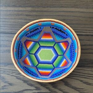 Huichol Hand Beaded Decorative Bowl